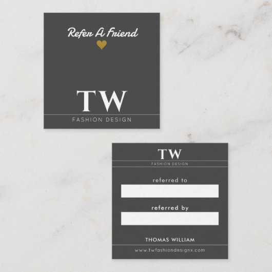 Mode Designer Zwart Aanbevelingskaartje (Voorkant / Achterkant)