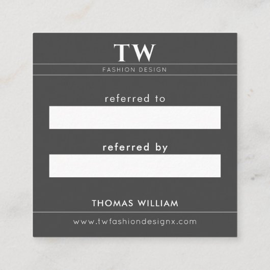 Mode Designer Zwart Aanbevelingskaartje (Achterkant)