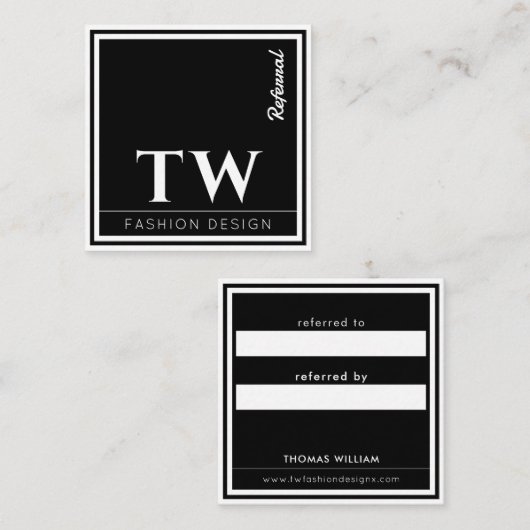 Mode Designer Zwart Aanbevelingskaartje (Voorkant / Achterkant)