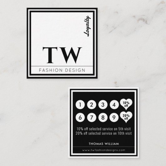 Mode Designer Zwart Klantenkaartje (Voorkant / Achterkant)