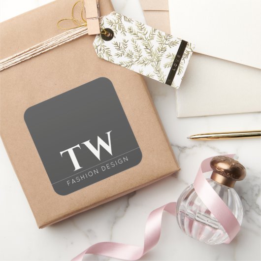 Mode Designer Zwart Vierkante Sticker (Geschenken)