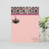 Mode Diva 2 Roze Raspberry Monogram Damask Briefhoofd (Staand voorkant)