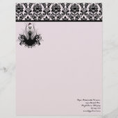 Mode Diva 3 Roze frambozenmonogram Damask Briefhoofd Sjabloon (Voorkant)