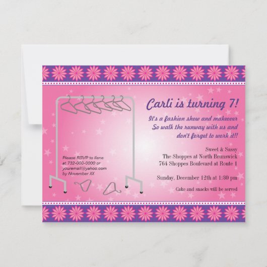 Mode Diva Birthday Party Kaart (Achterkant)