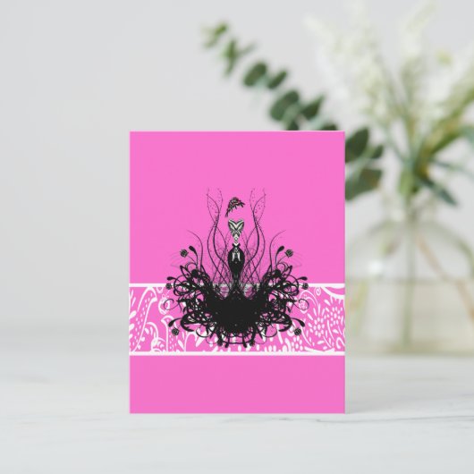Mode Diva  drager roze Briefkaart (Staand voorkant)
