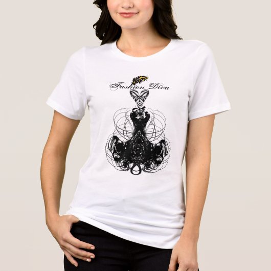 Mode Diva - Gepersonaliseerd Tri-Blend Shirt (Voorkant)