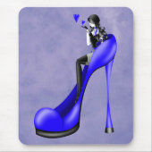 Mode diva in blauwe stiletto muismat (Voorkant)
