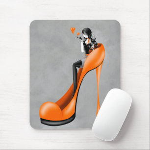 Mode diva in oranje stiletto muismat