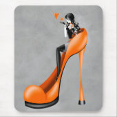 Mode diva in oranje stiletto  muismat (Voorkant)