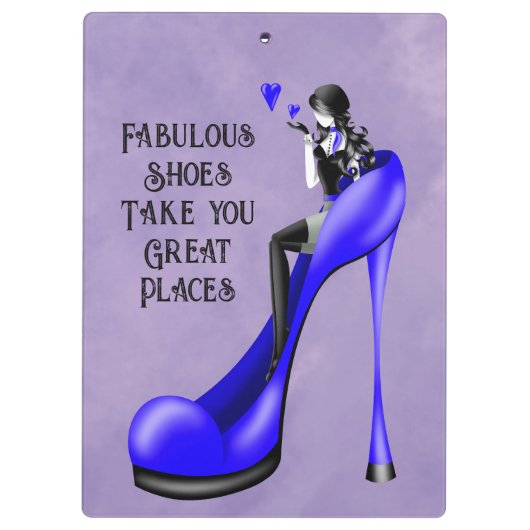 Mode diva in stiletto donkerblauw klembord (Achterkant)