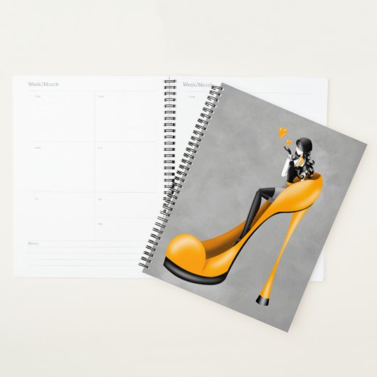 Mode diva in stiletto geel planner (Display)