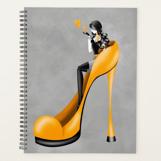 Mode diva in stiletto geel planner (Voorkant)
