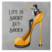 Mode Diva in Stiletto Golden Tegeltje (Voorkant)