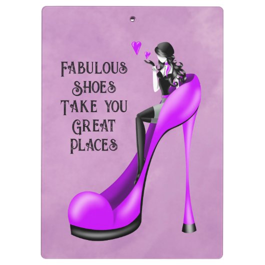 Mode diva in stiletto paars klembord (Achterkant)