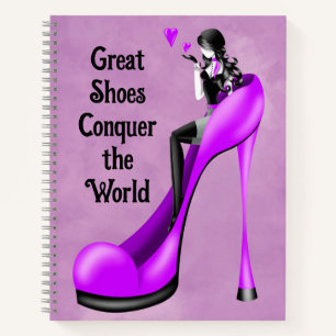 Mode diva in stiletto paars notitieboek