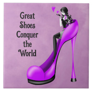 Mode diva in stiletto paars tegeltje
