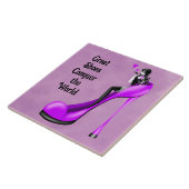 Mode diva in stiletto paars tegeltje (Zijkant)