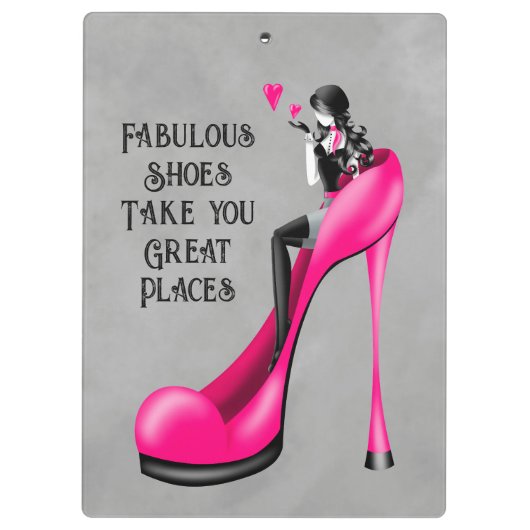 Mode diva in stiletto roze klembord (Achterkant)