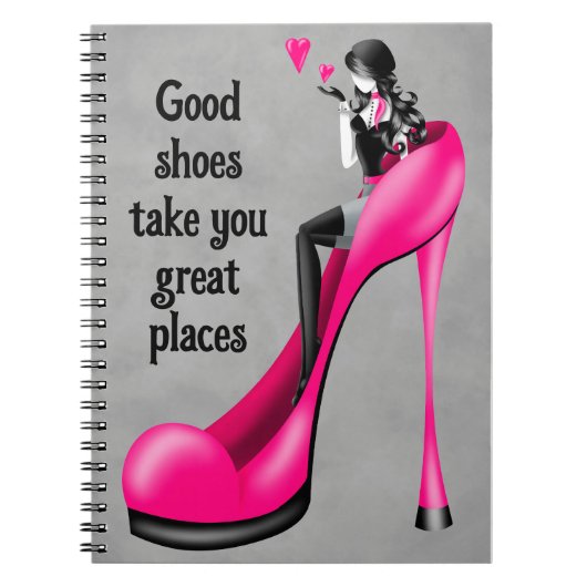 Mode diva in stiletto roze notitieboek (Voorkant)