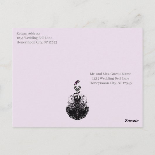 Mode diva  Jurk en Pet Mode Party Briefkaart (Achterkant)