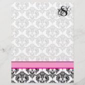 Mode Diva Pink Raspberry Monogram Damask (Voorkant)