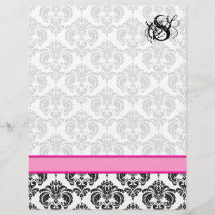 Mode Diva Pink Raspberry Monogram Damask
