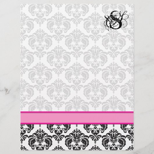 Mode Diva Pink Raspberry Monogram Damask (Voorkant)