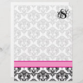 Mode Diva Pink Raspberry Monogram Damask (Voorkant / Achterkant)