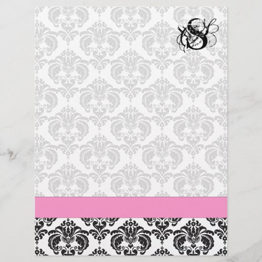 Mode Diva Pink Raspberry Monogram Damask (Voorkant)