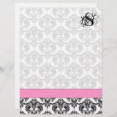 Mode Diva Pink Raspberry Monogram Damask (Voorkant / Achterkant)