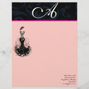 Mode Diva Pink Raspberry Monogram Damask Custom Briefhoofd