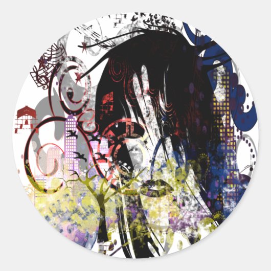 Mode Diva Swirled Ronde Sticker (Voorkant)