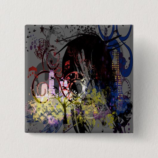 Mode Diva Swirled Vierkante Button 5,1 Cm (Voorkant)