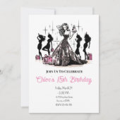 Mode Diva Verjaardagsfeestuitnodiging Kaart (Voorkant)