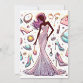 Mode Diva Verjaardagsfeestuitnodiging Kaart (Achterkant)