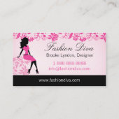 Mode Diva vrouw silhouet Visitekaartje (Achterkant)