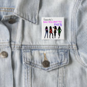 Mode Divas Black Silhouette Bachelorette Party Vierkante Button 5,1 Cm (In situ)