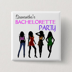 Mode Divas Black Silhouette Bachelorette Party Vierkante Button 5,1 Cm