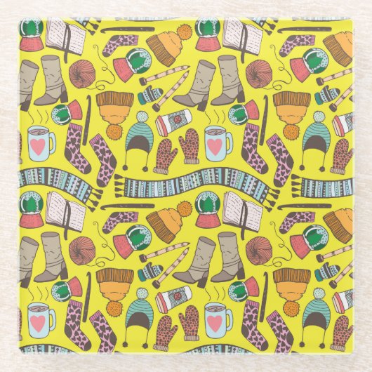 Mode: Doodle schetspatroon. Glazen Onderzetter (Voorkant)