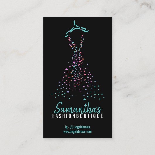 Mode Dress Boutique Winkelwinkelier Stippen Visitekaartje (Voorkant)