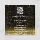 Mode Dress Logo QR Code Black Glitter Gold Vierkante Visitekaartje (Achterkant)