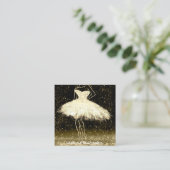 Mode Dress Logo QR Code Black Glitter Gold Vierkante Visitekaartje (Staand voorkant)