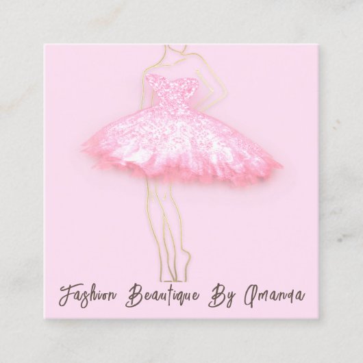 Mode Dress Logo QR Code Body Shape Dress Vierkante Visitekaartje (Voorkant)