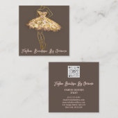 Mode Dress Logo QR Code Brown Roos Gold Dress Vierkante Visitekaartje (Voorkant / Achterkant)