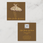 Mode Dress Logo QR Code Brown Roos Gold Dress Vierkante Visitekaartje (Voorkant / Achterkant)