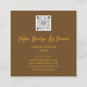 Mode Dress Logo QR Code Brown Roos Gold Dress Vierkante Visitekaartje (Achterkant)