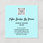 Mode Dress Logo QR-code Glitter Blue Dress Aqua Vierkante Visitekaartje (Achterkant)