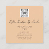 Mode Dress Logo QR-code Glitter Gold Glam Vierkante Visitekaartje (Achterkant)