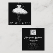 Mode Dress Logo QR-code Glitter Gray Silver Vierkante Visitekaartje (Voorkant / Achterkant)