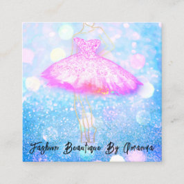 Mode Dress Logo QR-code Glitter Pink Dress Blue Vierkante Visitekaartje